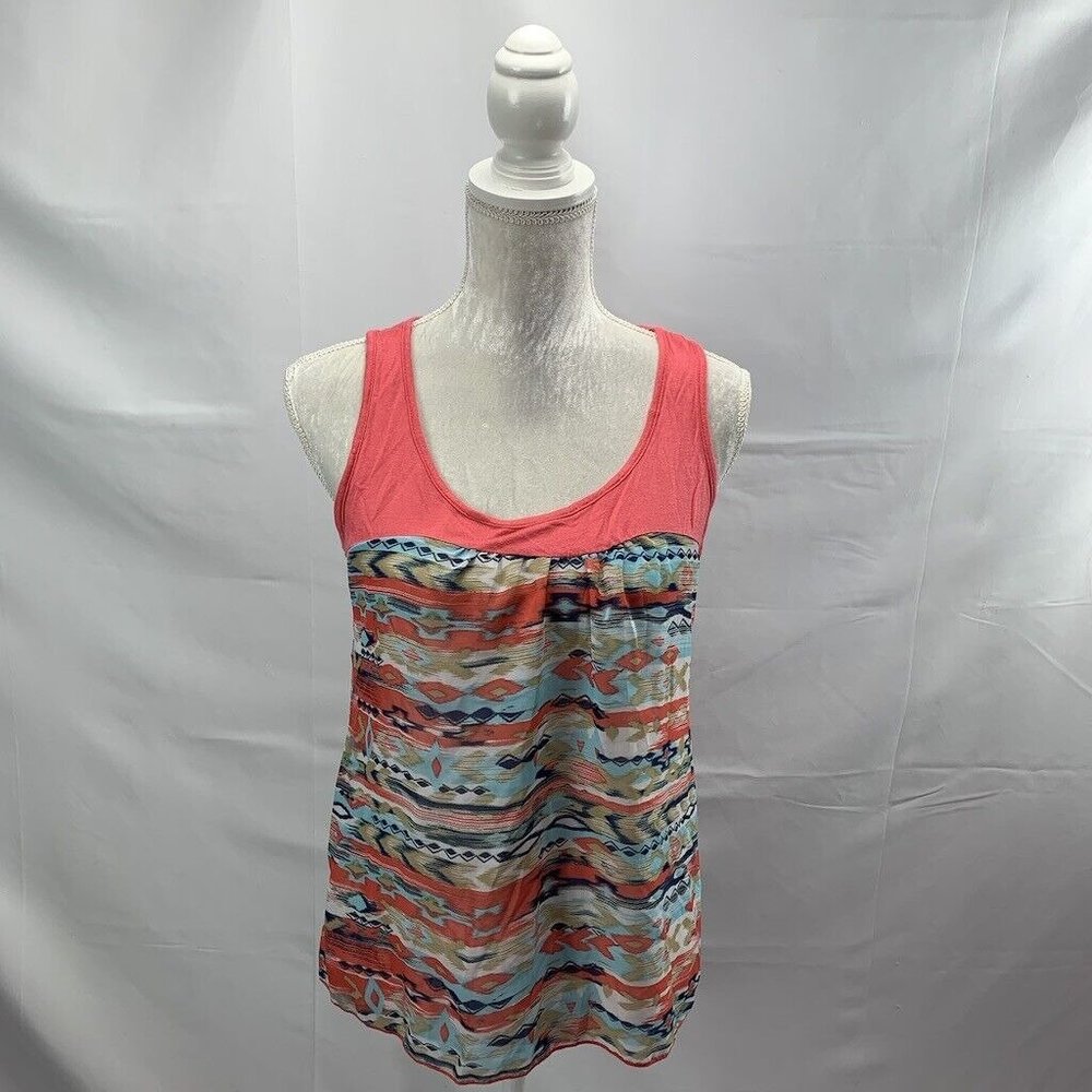 Women's Tank Top Mixed Media‎ Aztec Southwestern Tribal High-Low Hem Size L